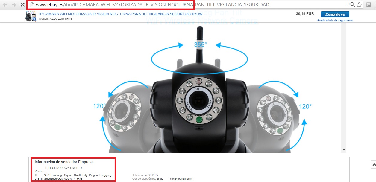 cámara IP barata ebay china o aliexpress España - Zoom Informatica