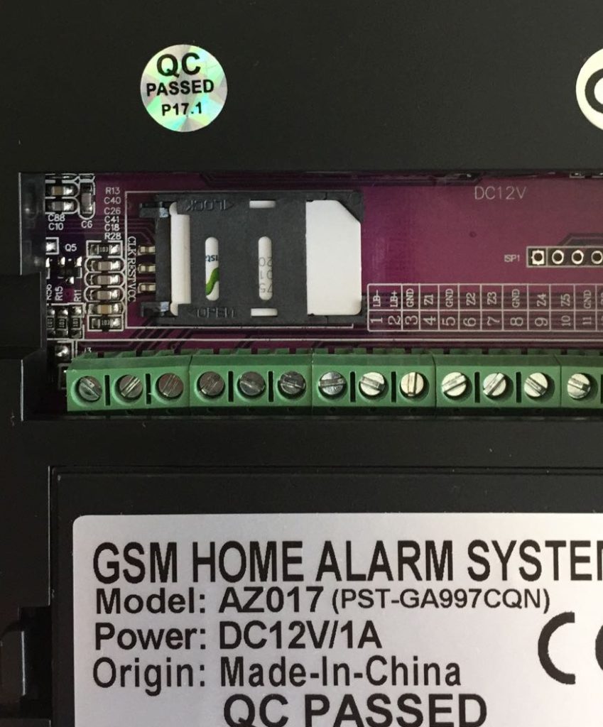 como instalar tarjeta SIM alarma GSM