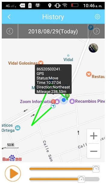 historial localizador GPS