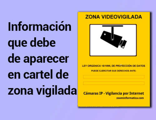 Información que debe de aparecer en cartel de zona vigilada