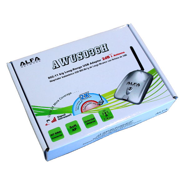 ALFA AWUS036H 2dBi Antena WiFi USB para PC reacondicionada