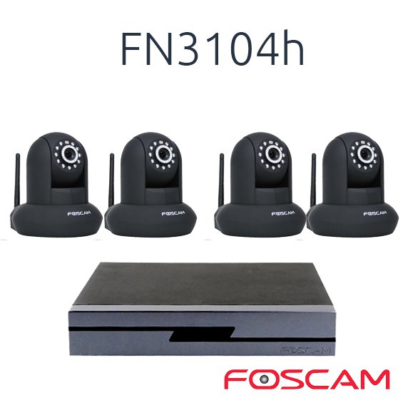4 Camaras IP Foscam FI9821P con Grabador NVR FN3104H