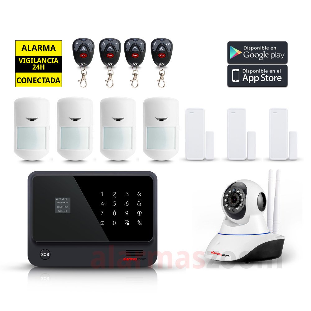 Kit seguridad alarmas casa 4 Detectores de movimiento Camara IP WiFi AZ019 2