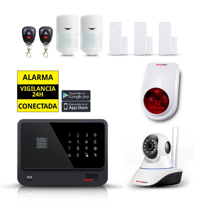 Kit seguridad alarmas casa Camara IP WiFi Sirena Exterior AZ019 4