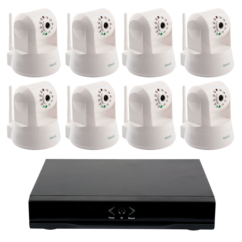 Grabador NVR Wanscam HL0162 8 Camaras IP Robot 3 blanca