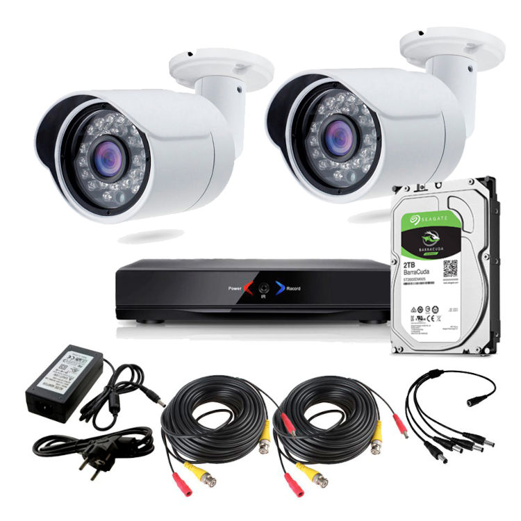 CCTV Grabador DVR AHDK025 2 Camaras Exterior HD Disco Duro 2Tb