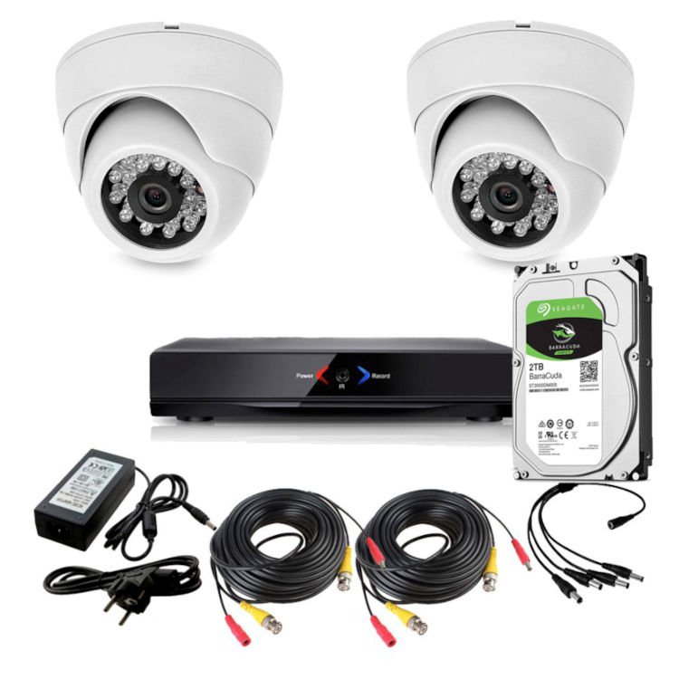CCTV Grabador DVR AHDK022 2 Camaras interior domo HD Disco Duro 2Tb