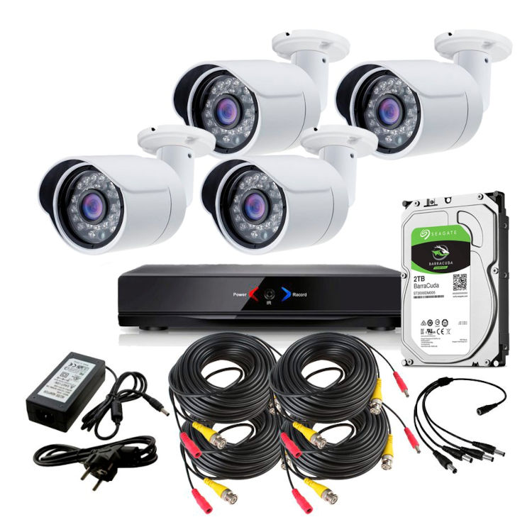 CCTV Grabador DVR AHDK008 4 Camaras exterior seguridad AHD101AL Disco Duro 2Tb
