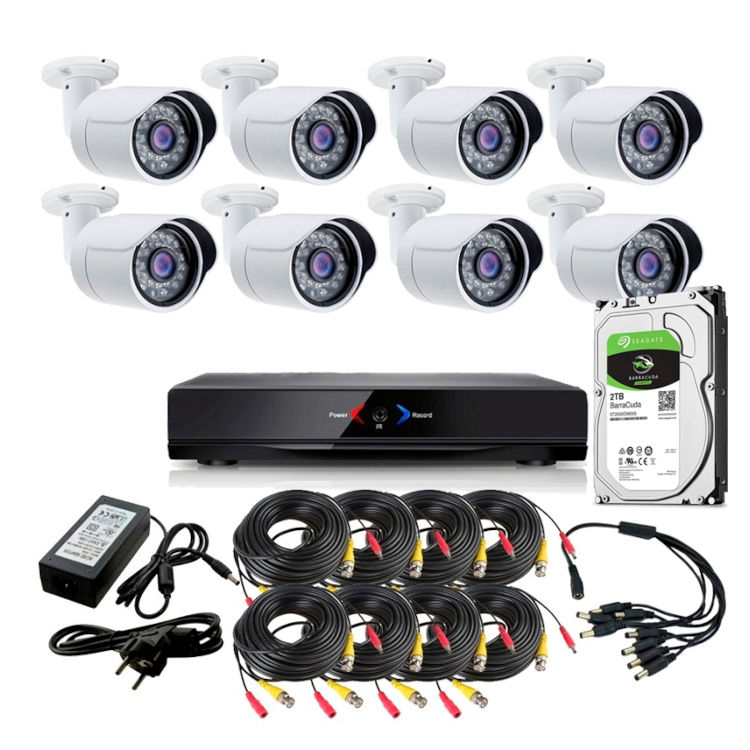 CCTV Grabador DVR AHDK011 8 Camaras exterior seguridad AHD101AL Disco Duro 2Tb