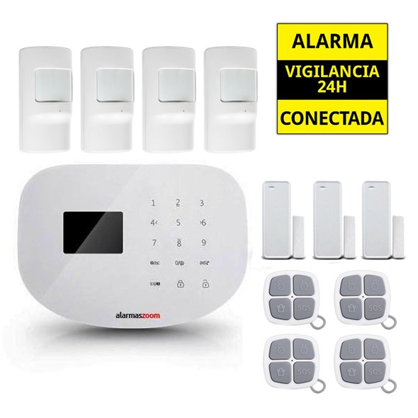 Alarma Hogar WiFi AZ020 4 Detectores de movimiento infrarrojos Sin Cuotas Aviso movil APP