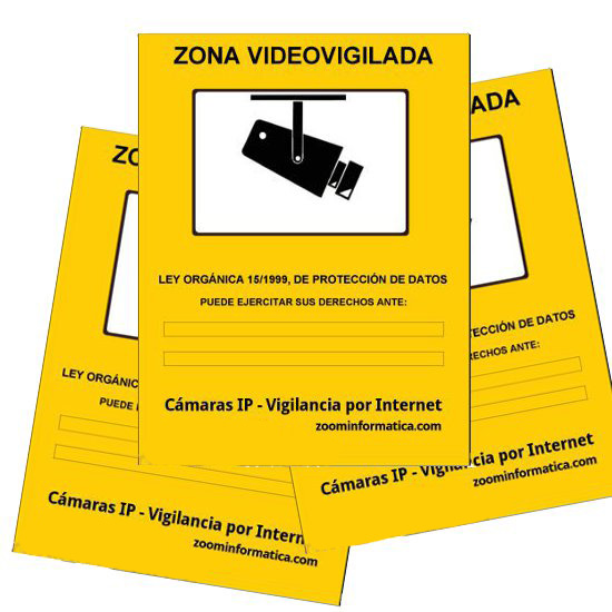 3 Carteles A4 PVC Rigido Zona Vigilada Camara de vigilancia