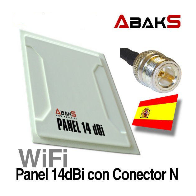 Abaks Panel 14dBi Antena WiFi Exterior Conector N Hembra