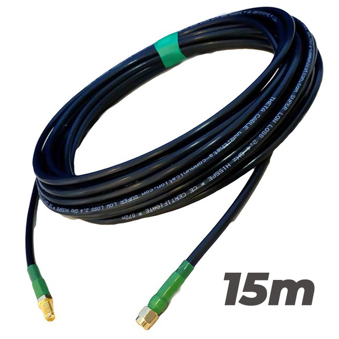 Cable Pigtail Alargador SMA Macho SMA Hembra 15 metros Antenas 4G