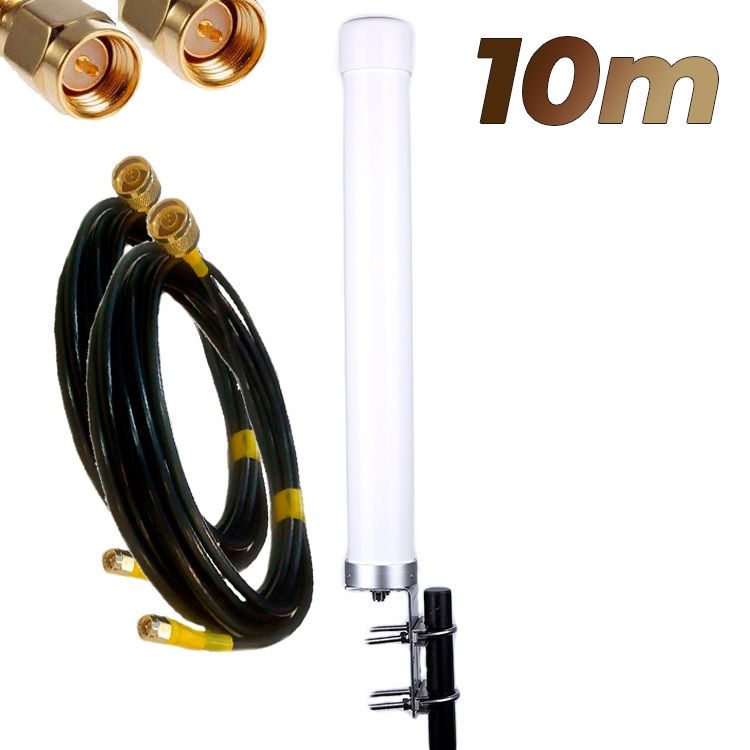 Antena 4G Wonect Omni 22dBi LTE Exterior MiMo Conectores N Pigtails 10 metros SMA Macho