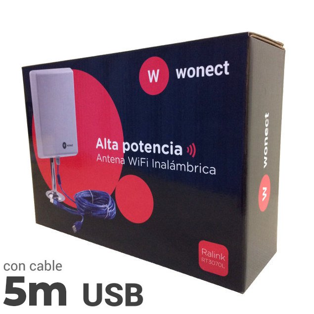 Wonect N4000A Antena Exterior WiFi USB 5 metros largo alcance Reacondicionada