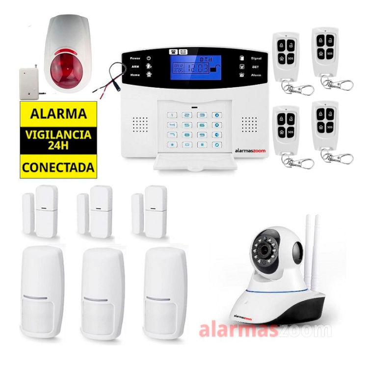 Kit Alarma hogar para mas seguridad Sirena exterior Camara vigilancia interior AZ017 17