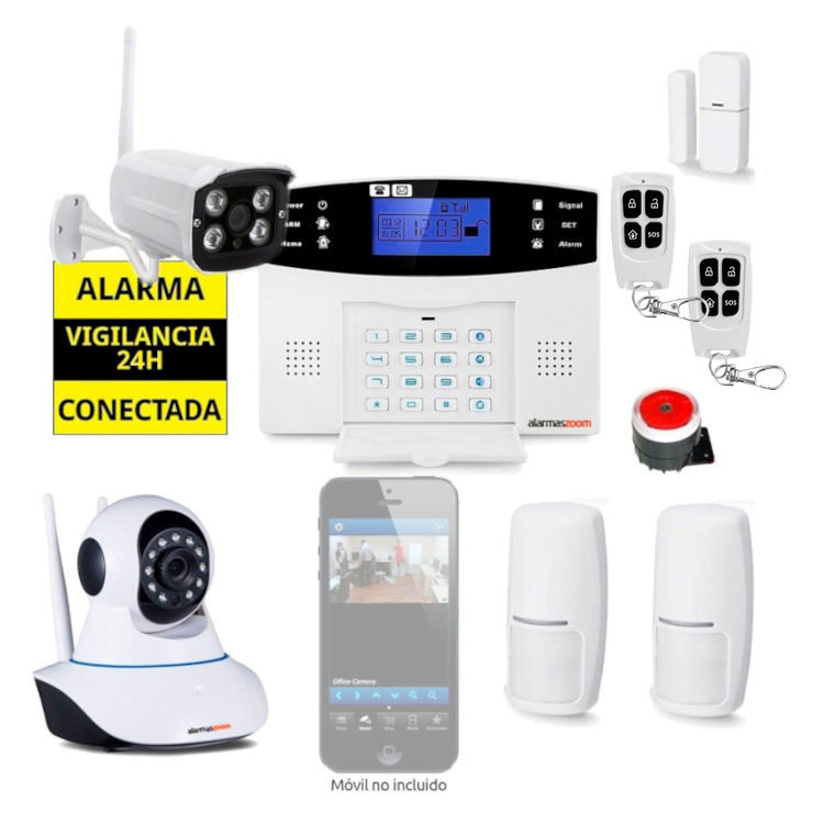 Kit Alarma Hogar AZ017 GSM Camara de vigilancia interior exterior 2 Detectores movimiento