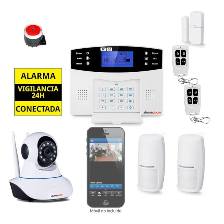 Kit Alarma Hogar AZ017 GSM Camara de vigilancia interior 2 Detectores movimiento