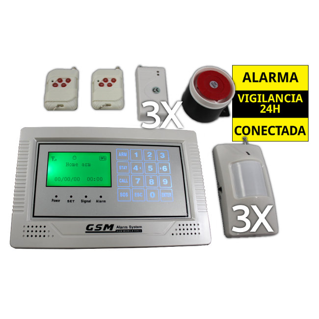 Alarma Hogar Central GSM 3 Sensores movimiento y apertura puertas Kit AZ014 1