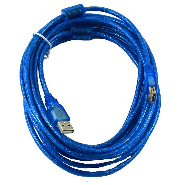 Cable alargador USB Macho Hembra 5 Metros Azul