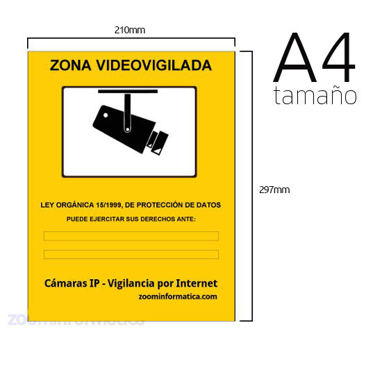 Cartel Zona Videovigilada homologado según la normativa vigente 20x 29 cm  Pvc de 0,7mm - AliExpress