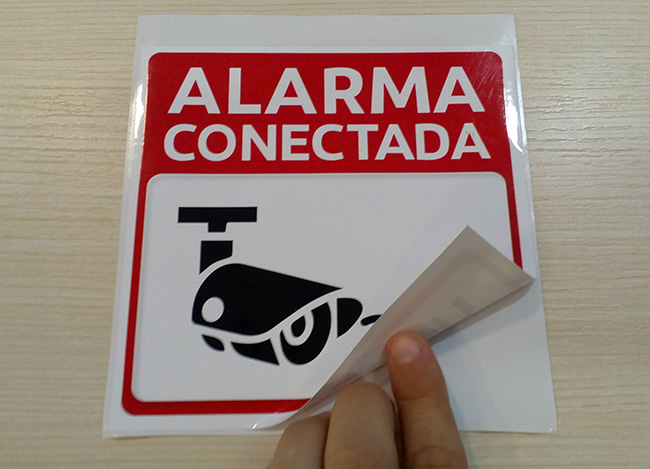 Cartel rigido PVC Alarma Conectada Zona Videovigilada 24 horas Rojo