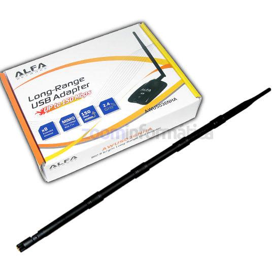 ALFA AWUS036NHA Antena WiFi USB con antena 16dBi omnidireccional
