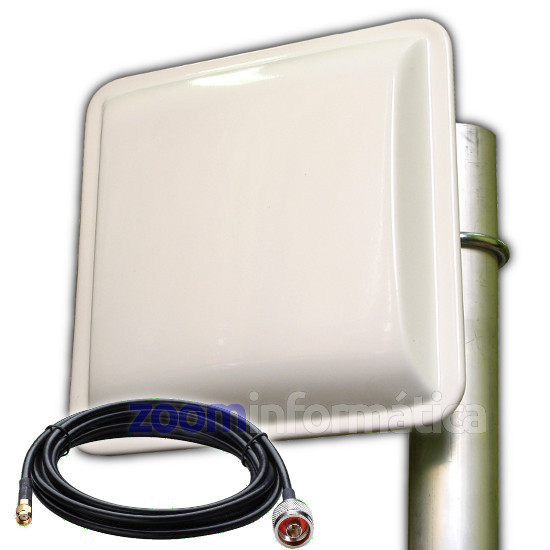 Antena WiFi Panel 18dBI Exterior Pigtail Cable 10 Metros RP SMA
