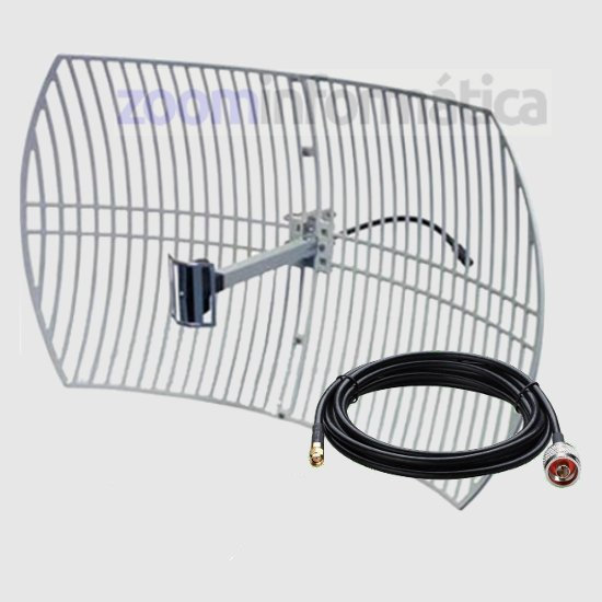 ALFA AGA 2424T Antena WiFi Parabolica Rejilla 24dBi Pigtail 5 Metros RP SMA