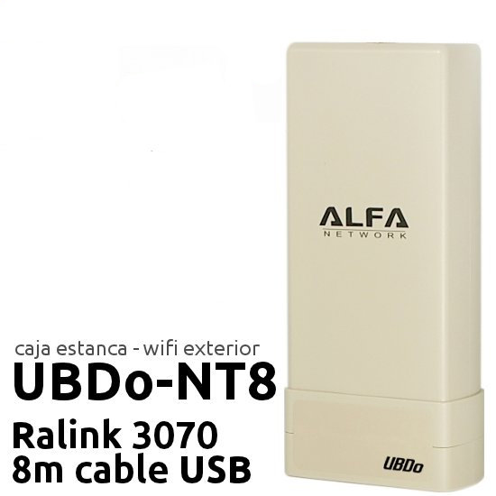 ALFA UBDo nT8 Punto Acceso Exterior WiFi 8 metros antena panel direccional Ralink RT3070