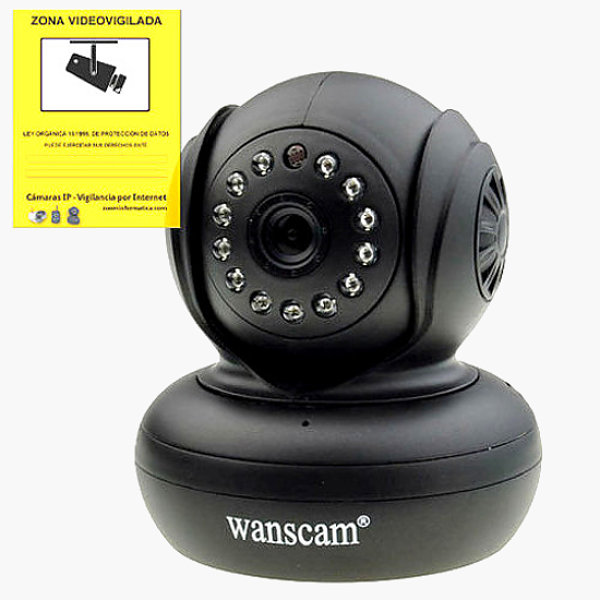 Wanscam HW0021 Camara IP WiFi interior color negra Resolucion HD 720p Con ranura memoria grabacion