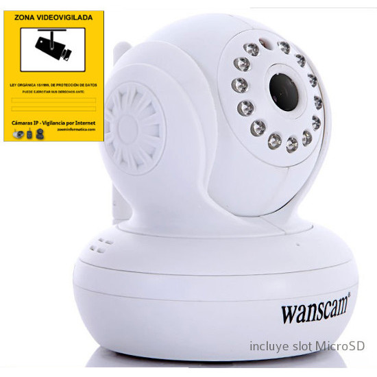 Wanscam HW0021 Camara IP WiFi interior color blanca Resolucion HD 720p Con ranura memoria grabacion