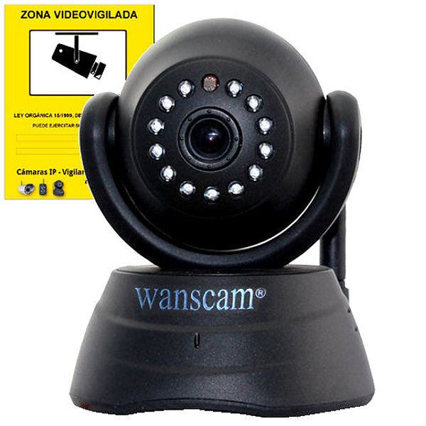 Wanscam JW0003 Camara IP Negra WiFi P2P VGA vision remota movil APP