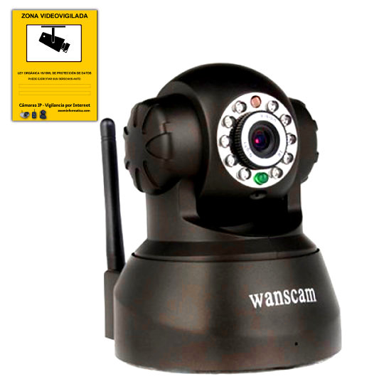 Wanscam JW0008 Camara IP Negro WiFi P2P motorizada vision remota movil APP
